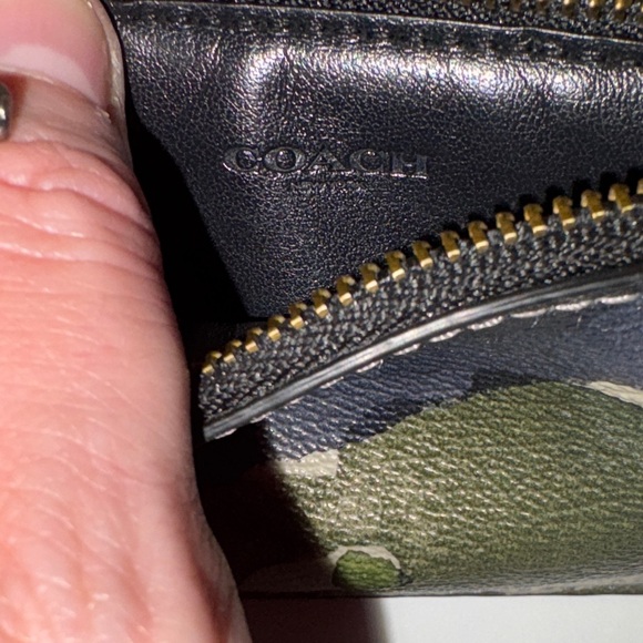 Coach Green Watercolor Script Zip Card Case - Picture 9 of 10